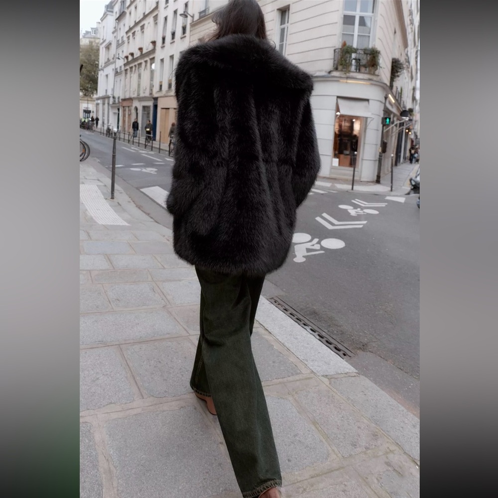 New ZARA Faux Fur Belted Coat - Picture 10 of 16